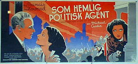 Som hemlig politisk agent 1934 poster Leslie Howard Kay Francis Michael Curtiz