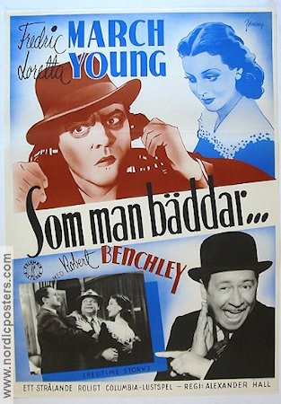 Som man bäddar 1944 poster Fredric March Loretta Young Robert Benchley Telefoner Eric Rohman art