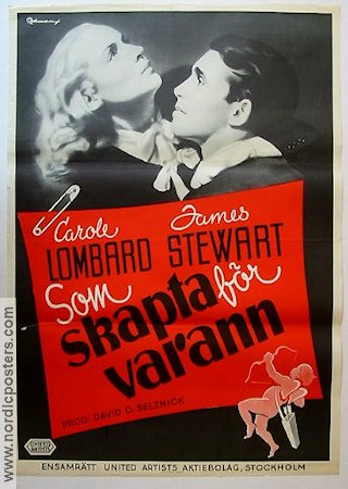 Som skapta för varann 1939 poster Carole Lombard James Stewart Eric Rohman art