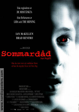 Sommardåd 1997 poster Ian McKellen Brad Renfro Joshua Jackson Bryan Singer Text: Stephen King Skola