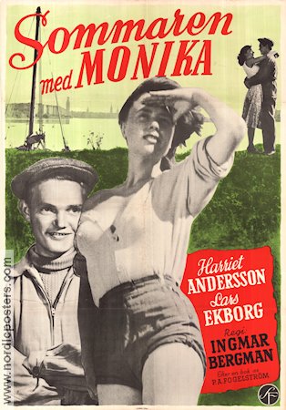 Sommaren med Monika 1953 poster Harriet Andersson Lars Ekborg Dagmar Ebbesen Åke Grönberg Åke Fridell Ingmar Bergman Strand Skärgård