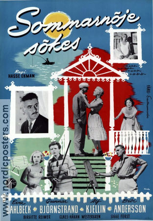 Sommarnöje sökes 1957 poster Eva Dahlbeck Gunnar Björnstrand Bibi Andersson Hasse Ekman