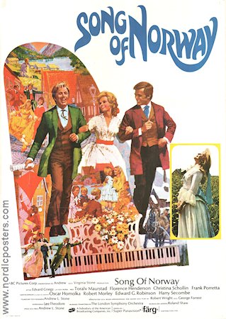 Song of Norway 1970 poster Christina Schollin Florence Henderson Toralv Maurstad Andrew L Stone Musik: Edvard Grieg Norge Musikaler