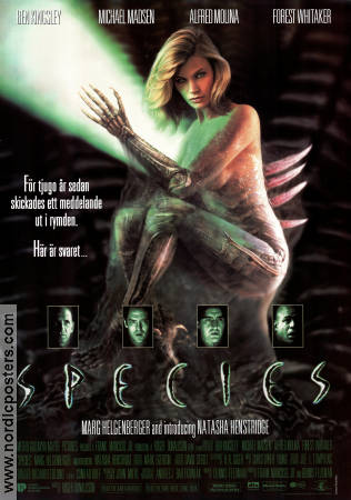 Species 1995 poster Natasha Henstridge Michael Madsen Ben Kingsley Forest Whitaker Roger Donaldson