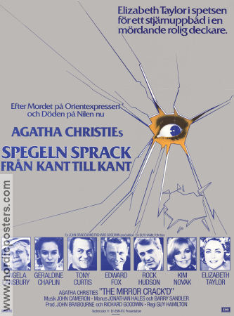 Spegeln sprack från kant till kant 1980 poster Angela Lansbury Geraldine Chaplin Elizabeth Taylor Guy Hamilton Text: Agatha Christie