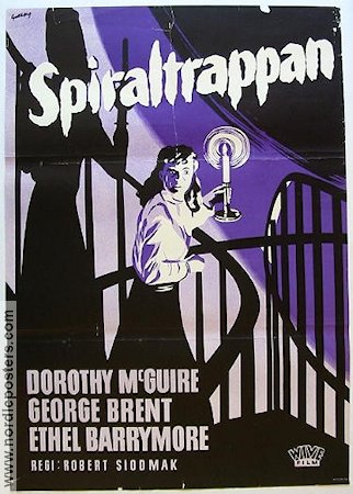 Spiraltrappan 1945 poster Dorothy McGuire George Brent Ethel Barrymore Film Noir