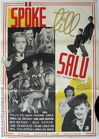 Spöke till salu 1939 poster Nils Poppe Annalisa Ericson Carl Reinholdz Hilding Gavle Tollie Zellman Ragnar Arvedson