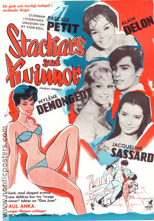 Stackars små kvinnor 1959 poster Alain Delon Mylene Demongeot Pascale Petit Michel Boisrond Damer