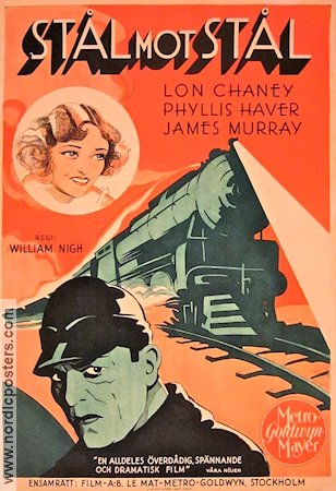 Stål mot stål 1929 poster Lon Chaney Phyllis Haver William Nigh Tåg