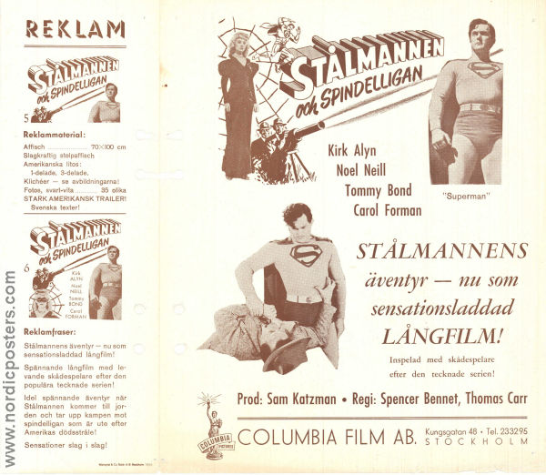 Stålmannen och Spindelligan 1948 poster Kirk Alyn Noel Neill Spencer Bennet Hitta mer: DC Comics