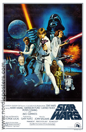 Star Wars Style C 1977 poster Mark Hamill Harrison Ford Carrie Fisher Alec Guinness Peter Cushing George Lucas Hitta mer: Star Wars