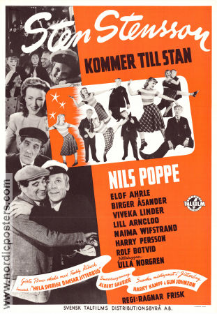 Sten Stensson kommer till stan 1945 poster Nils Poppe Elof Ahrle Naima Wifstrand Viveka Linder Ragnar Frisk Hitta mer: Jitterbug Dans