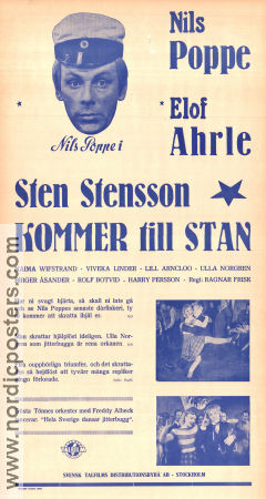 Sten Stensson kommer till stan 1945 poster Nils Poppe Elof Ahrle Naima Wifstrand Ragnar Frisk Vintersport Hitta mer: Skåne