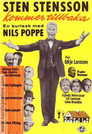 Sten Stensson kommer tillbaka 1963 poster Nils Poppe Hjördis Petterson John Norrman Börje Larsson