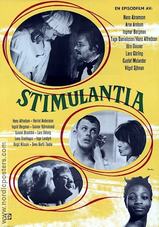 Stimulantia 1967 poster Harriet Andersson Hans Alfredson Gunnel Broström Ingrid Bergman Sven-Bertil Taube Ingmar Bergman Affischkonstnär: Ragnar Sandgren