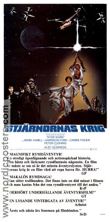 Stjärnornas krig 1977 poster Mark Hamill Harrison Ford Carrie Fisher Alec Guinness Peter Cushing George Lucas Rymdskepp Hitta mer: Star Wars