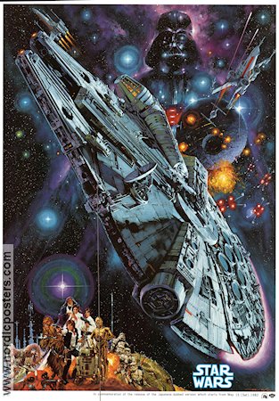 Stjärnornas krig 1977 poster Mark Hamill Harrison Ford Carrie Fisher Alec Guinness Peter Cushing George Lucas Hitta mer: Star Wars Rymdskepp