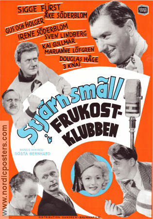 Stjärnsmäll i frukostklubben 1950 poster Sigge Fürst Åke Söderblom Tre Knas Gösta Bernhard