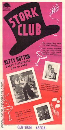 The Stork Club 1945 poster Betty Hutton Barry Fitzgerald Don DeFore Hal Walker Musikaler