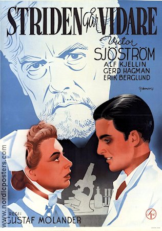 Striden går vidare 1941 poster Victor Sjöström Gerd Hagman Alf Kjellin Gustaf Molander Eric Rohman art Medicin och sjukhus