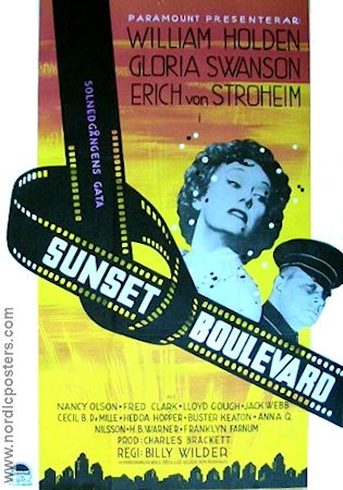 Sunset Boulevard 1950 poster Gloria Swanson William Holden Erich von Stroheim Billy Wilder