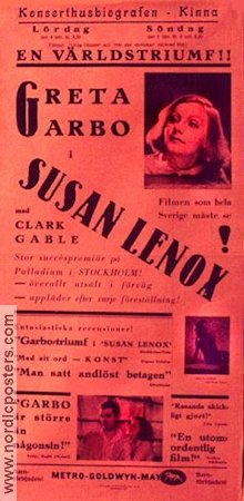 Susan Lenox 1932 poster Greta Garbo Clark Gable