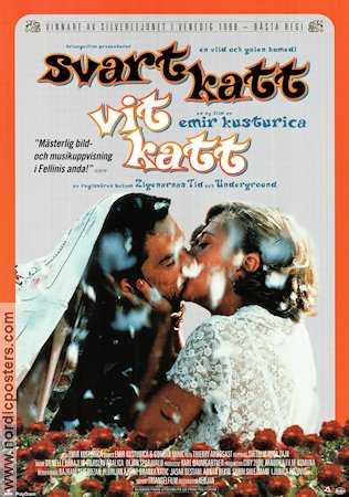 Svart katt vit katt 1998 poster Bajram Severdzan Emir Kusturica Katter Filmen från: Yugoslavia