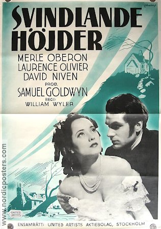 Svindlande höjder 1939 poster Merle Oberon Laurence Olivier David Niven William Wyler Text: Emily Bronte Berg