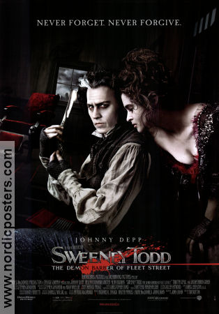 Sweeney Todd 2007 poster Johnny Depp Helena Bonham Carter Alan Rickman Tim Burton Musikaler