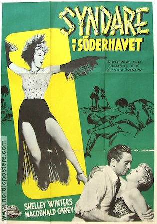 Syndare i Söderhavet 1950 poster Shelley Winters Macdonald Carey Strand