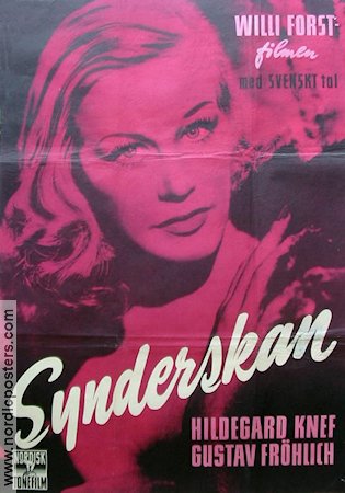 Synderskan 1951 poster Hildegard Knef Gustav Fröhlich Willi Forst