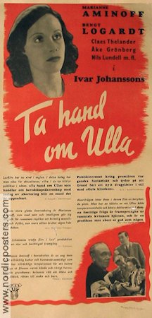 Ta hand om Ulla 1942 poster Marianne Aminoff Bengt Logardt Åke Grönberg Ivar Johansson