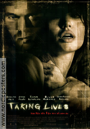 Taking Lives 2004 poster Angelina Jolie Ethan Hawke Kiefer Sutherland DJ Caruso