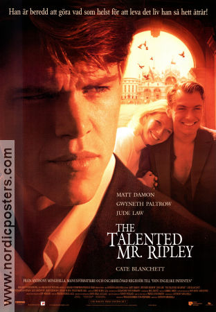 The Talented Mr Ripley 1999 poster Matt Damon Gwyneth Paltrow Jude Law Anthony Minghella