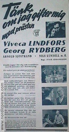 Tänk om jag gifter mig med prästen 1941 poster Viveca Lindfors Georg Rydeberg