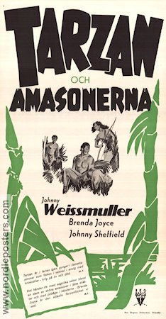 Tarzan och Amasonerna 1945 poster Johnny Weissmuller