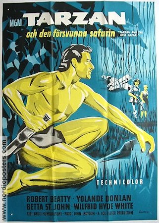 Tarzan och den försvunna safarin 1957 poster Gordon Scott Robert Beatty Yolande Donlan H Bruce Humberstone Äventyr matinée