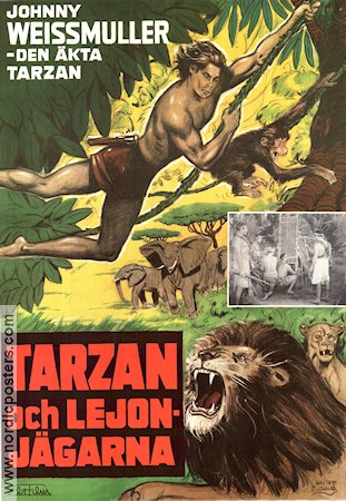 Tarzan och lejonjägarna 1947 poster Johnny Weissmuller Kurt Neumann