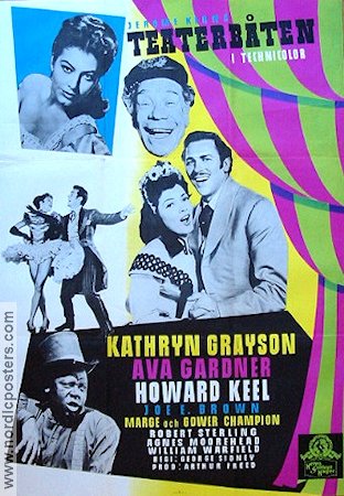 Teaterbåten 1951 poster Kathryn Grayson Ava Gardner Howard Keel George Sidney Musik: Jerome Kern Musikaler Skepp och båtar