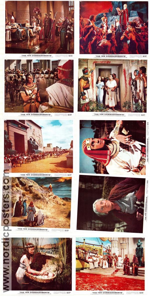 The Ten Commandments 1956 lobbykort Charlton Heston Yul Brynner Anne Baxter Cecil B DeMille Religion