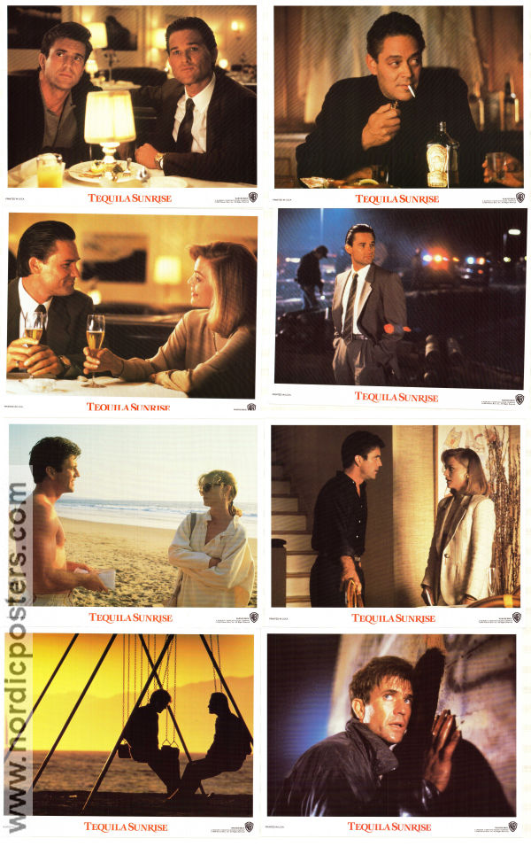 Tequila Sunrise 1988 lobbykort Mel Gibson Michelle Pfeiffer Kurt Russell Robert Towne