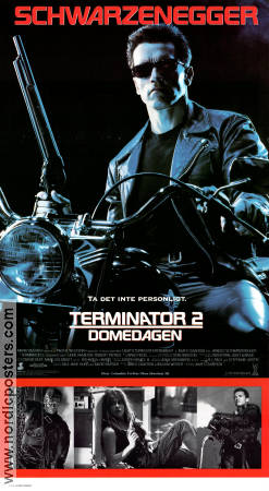 Terminator 2 1991 poster Arnold Schwarzenegger Linda Hamilton Edward Furlong Robert Patrick Earl Boen James Cameron Motorcyklar Vapen