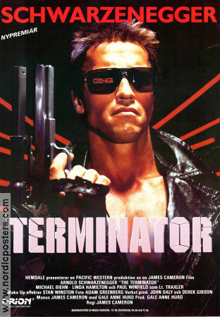 The Terminator 1984 poster Arnold Schwarzenegger Michael Biehn Linda Hamilton James Cameron Glasögon Vapen
