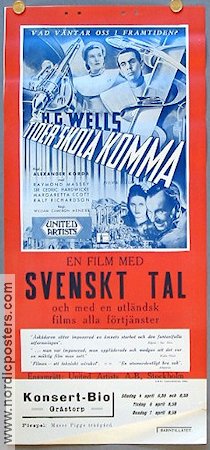 Tider skola komma 1936 poster Raymond Massey Margaretta Scott Text: H G Wells