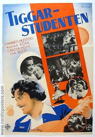 Tiggarstudenten 1936 poster Johannes Heesters Marika Rökk Eric Rohman art