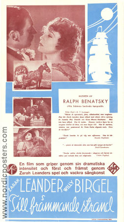 Till främmande strand 1937 poster Zarah Leander Willy Birgel Douglas Sirk Filmbolag: UFA