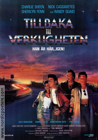 Tillbaka till verkligheten 1986 poster Charlie Sheen Nick Cassavetes Sherilyn Fenn Mike Marvin