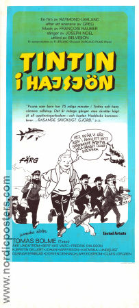 Tintin i Hajsjön 1972 poster Tintin Thomas Bolme Raymond Leblanc Filmen från: Belgium Animerat Från serier Fiskar och hajar