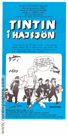 Tintin i Hajsjön 1972 poster Tintin Thomas Bolme Raymond Leblanc Filmen från: Belgium Animerat Från serier Fiskar och hajar