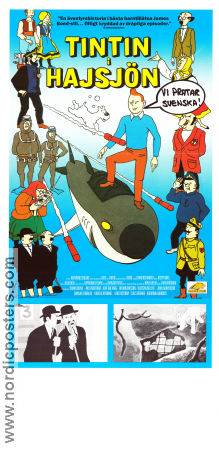 Tintin i Hajsjön 1972 poster Tintin Thomas Bolme Raymond Leblanc Filmen från: Belgium Animerat Från serier Fiskar och hajar